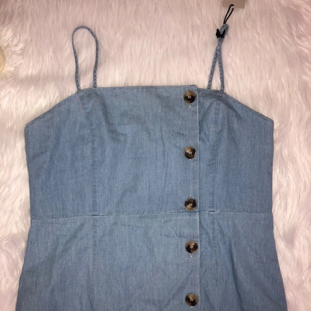 Topshop Moto Horn Button Denim Dress 12 - Picture 3 of 8